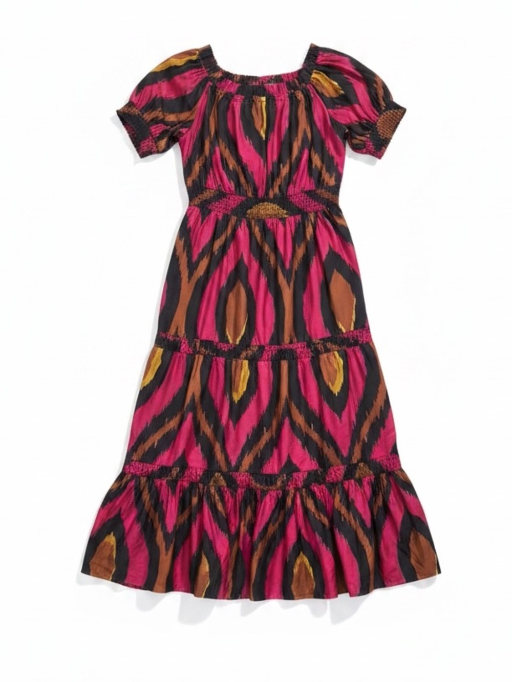 Her Destiny Off Shoulder Ruffled Tiered Skirt Boho Maxi Dress Size Large